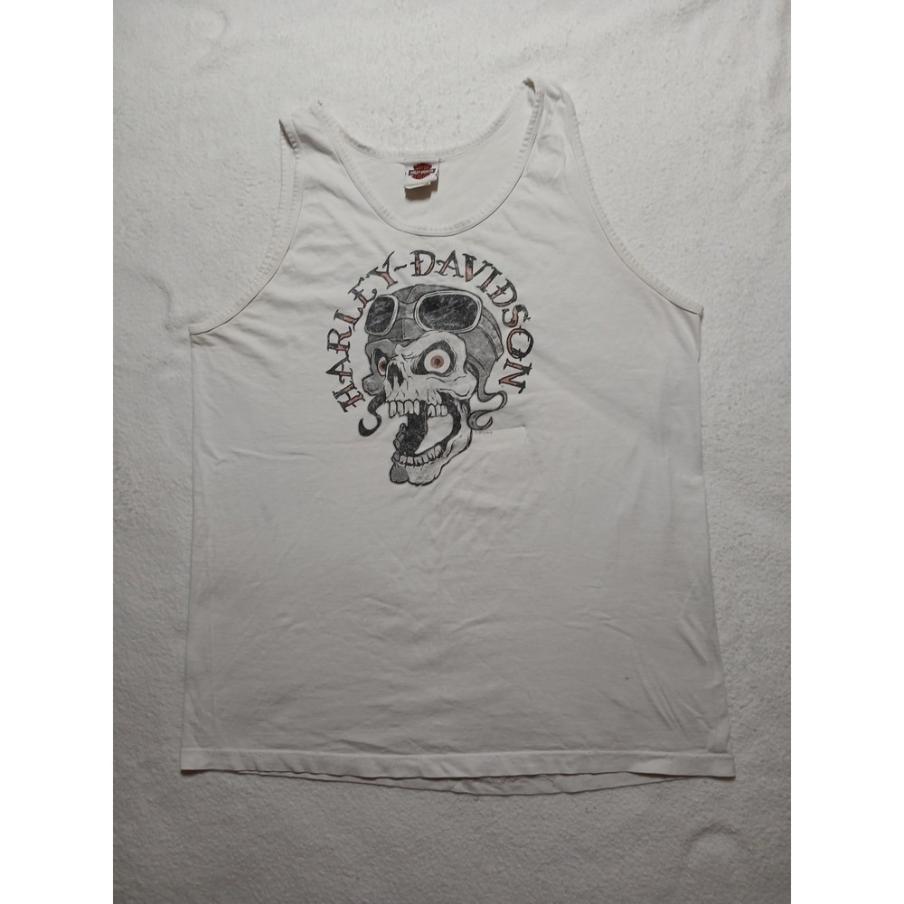 Vintage 2012 Harley Davidson Tank Top Mens XL White Orange County Irvine CA